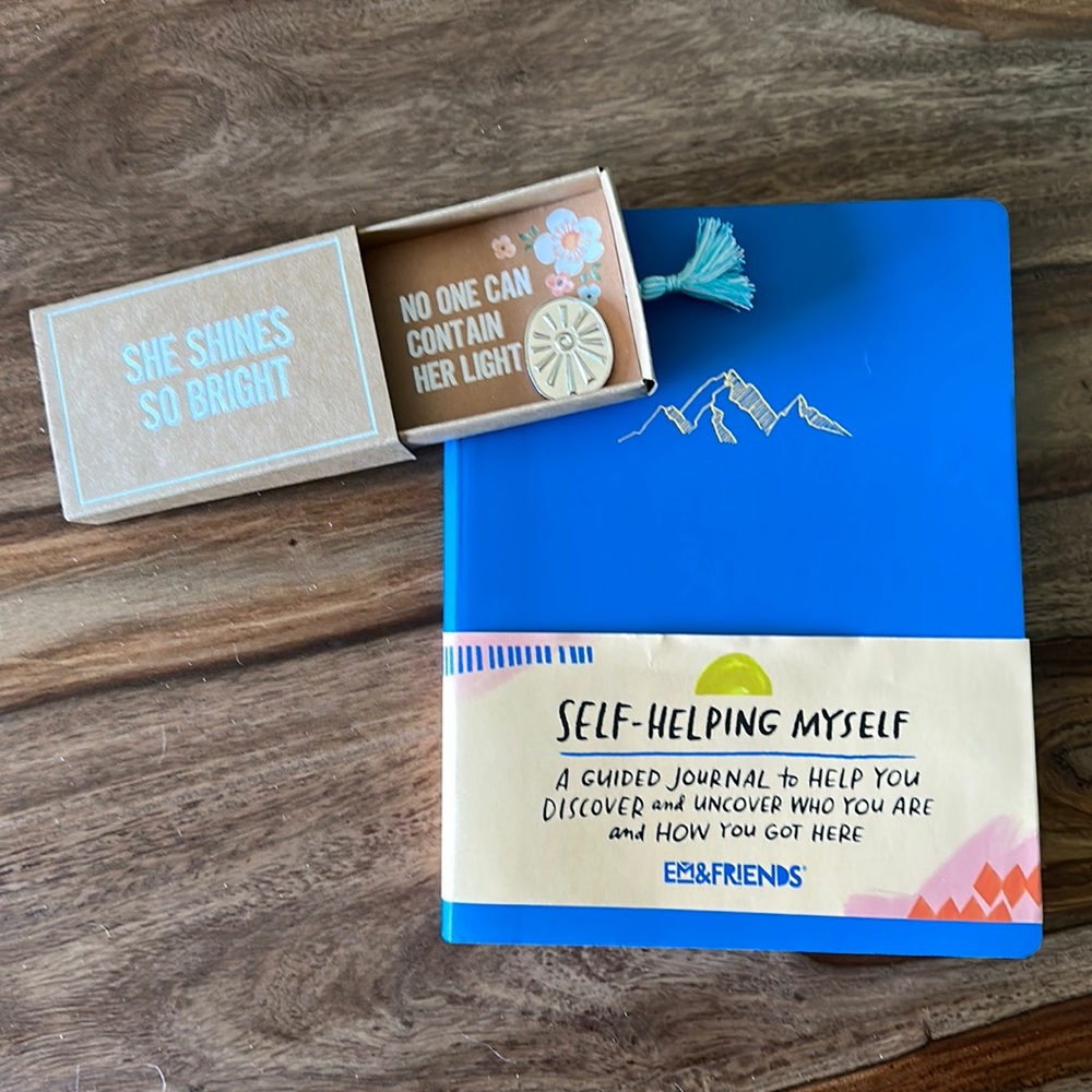 SELF-HELPING MYSELF A GUIDED JOURNAL tO HELP YOU & She Shines So Bright Box NWT